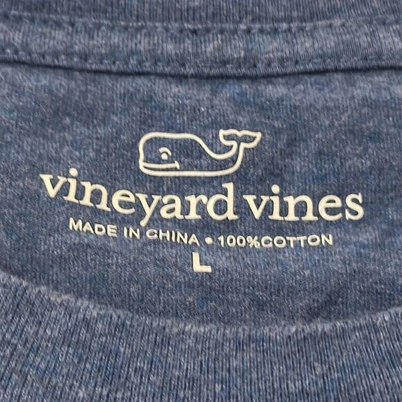 Vineyard Vines Whale Long Sleeve Football Graphic Tee Mens Large Crew Neck Blue - Picture 5 of 7
